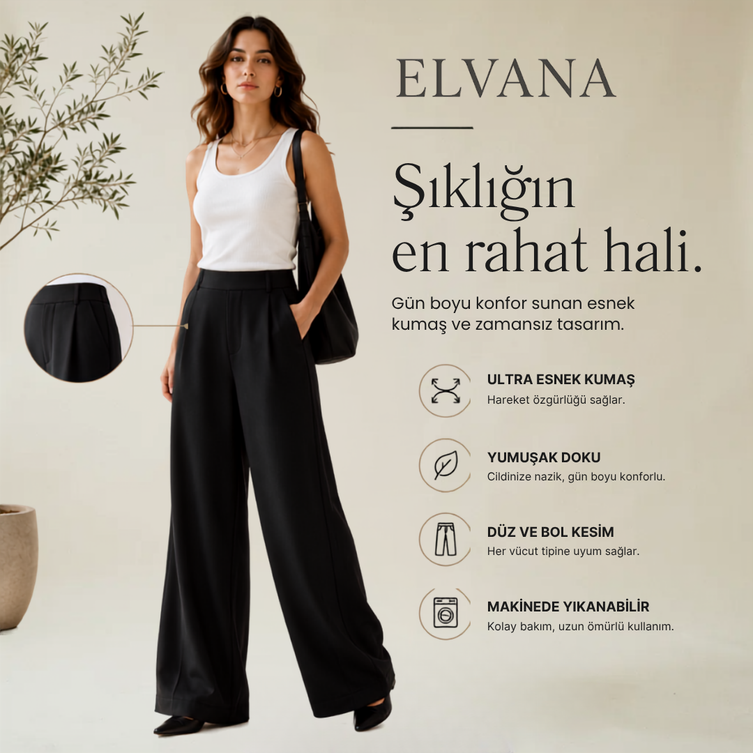 Elvana™ Likralı Düz Kesim Pantolon